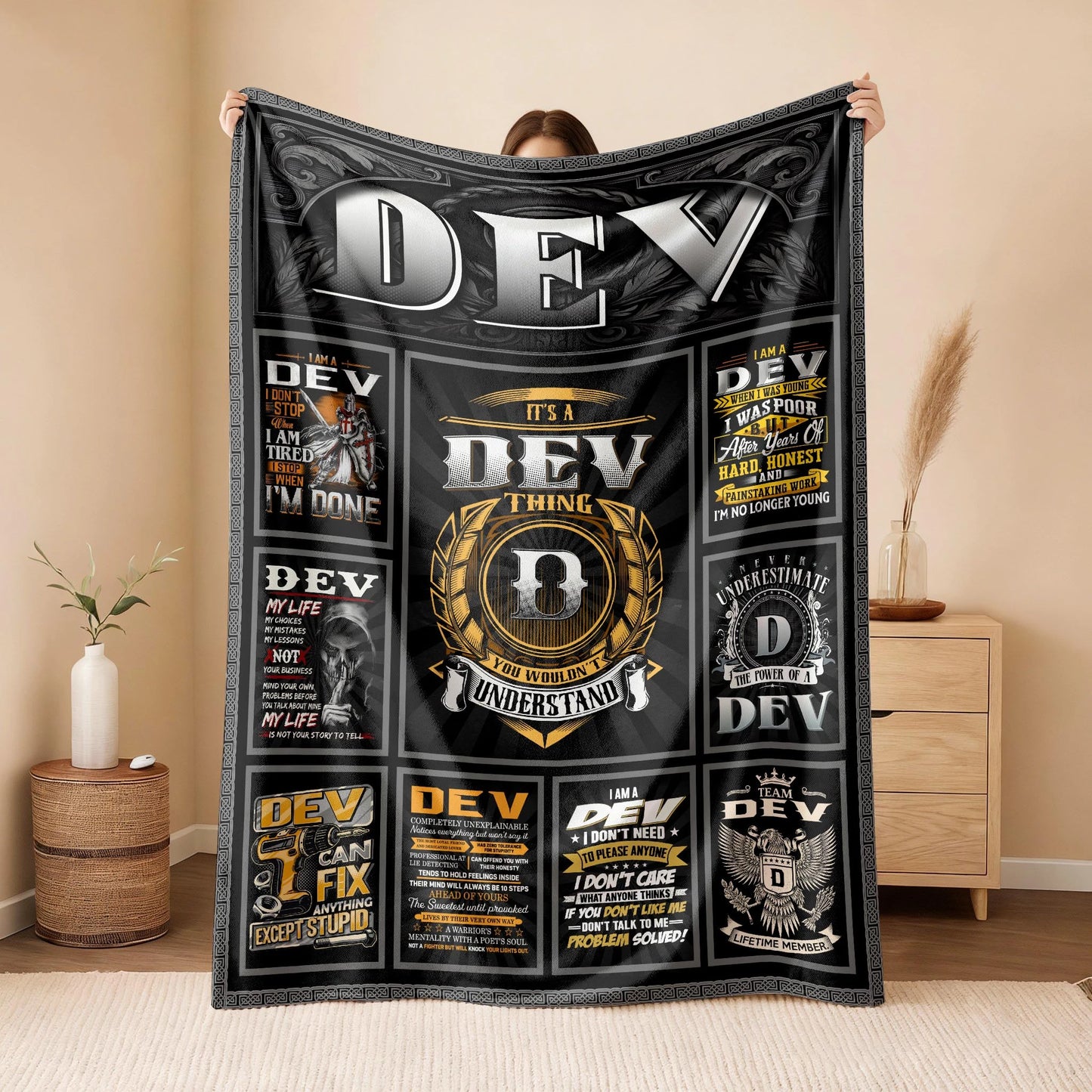 DEV Personalized Blanket | Custom Name Cozy Throw Gift 13K5-BK2