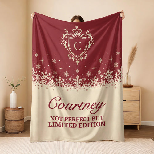 Not Perfect But Limited Edition Red Cream Christmas Fleece Blanket COURTNEY 13K1 BK34