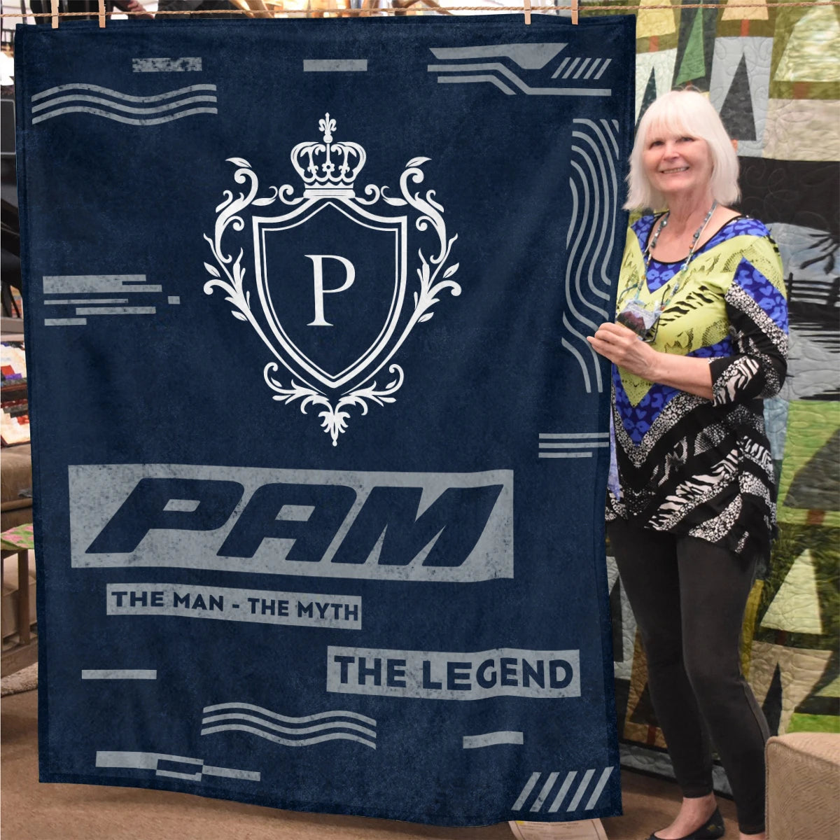 The Man The Myth The Legend Blue & Gray Fleece Blanket  PAM 13K1 BK08