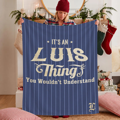Your Name Thing Striped Blue Fleece Blanket LUIS 13K1 BK23