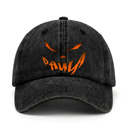 Your Name Jack O' Lantern Halloween Washed Cap PAULA 13K1 C100PF
