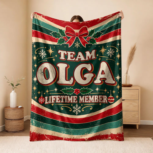 Team Your Name Lifetime Member Christmas Fleece Blanket OLGA 13K1 BK52