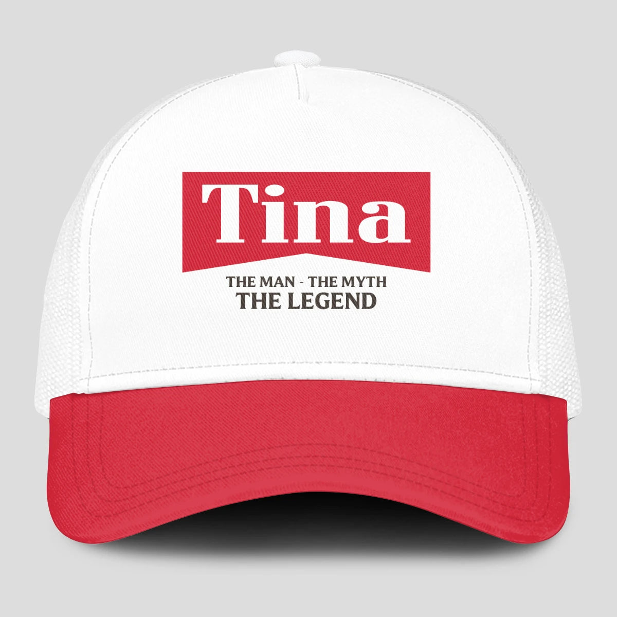 The Man The Myth The Legend Red And White Mesh Cap TINA 13K1 C197PF