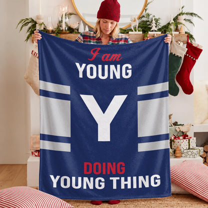 I'm Name Doing Name Things Navy Fleece Blanket YOUNG 13K1 BK51