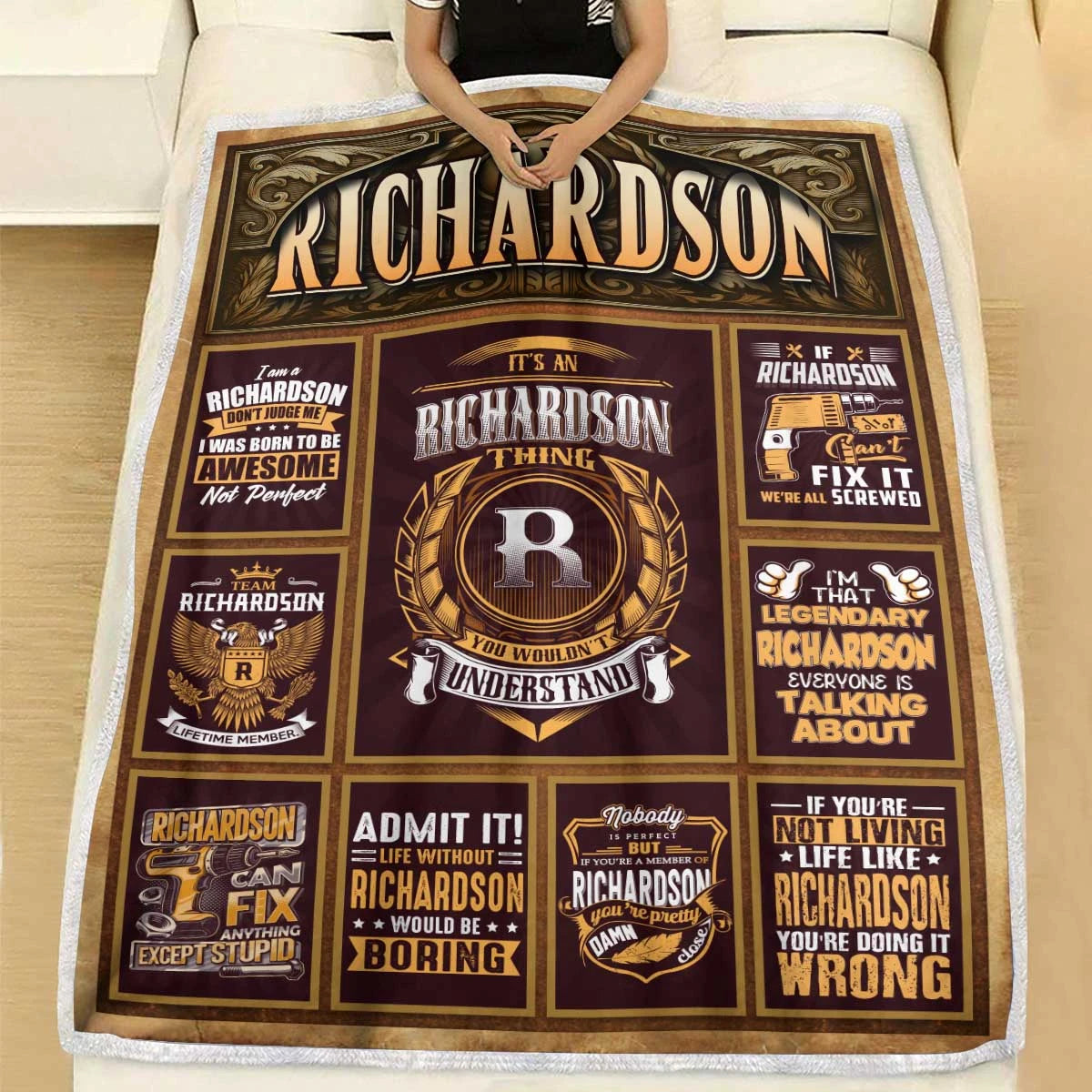 RICHARDSON Personalized Blanket | Custom Name Cozy Throw Gift 13K1-BK4