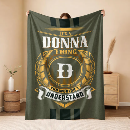 It's A Your Name Thing Olive Green Logo Fleece Blanket DONNA 13K1 BK31