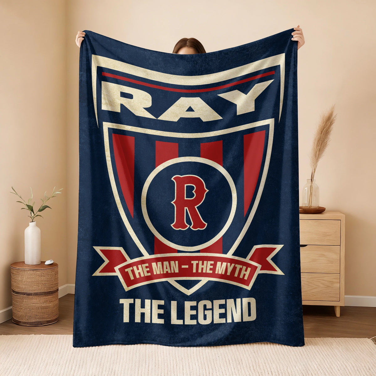 The Man The Myth The Legend Blue Burgundy Baseball Blanket RAY 13K1 BK18