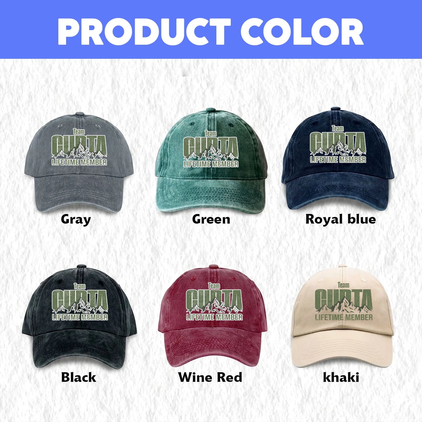 Team Your Name Lifetime Member Mountain Cap GUPTA 13K1 C58PF