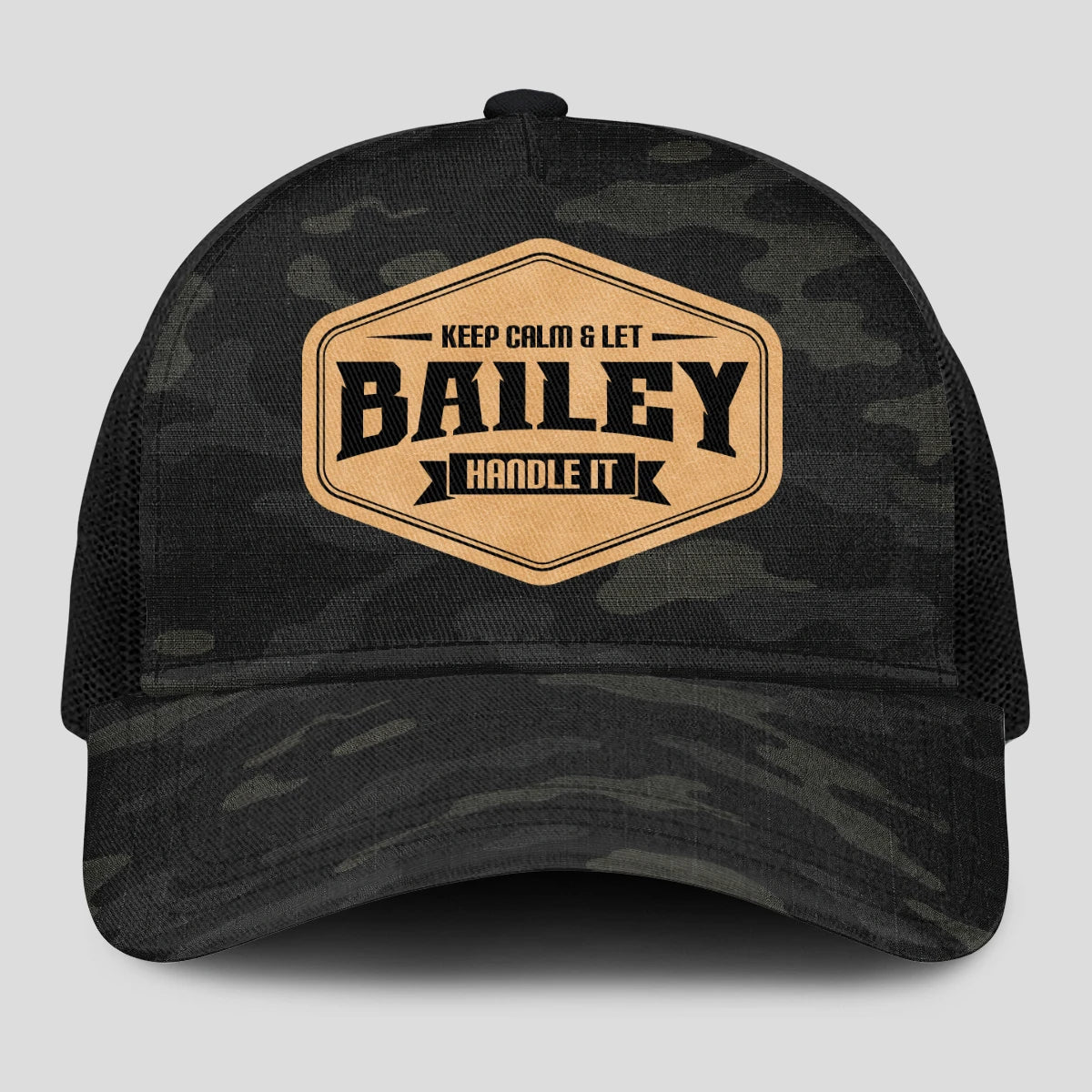 Keep Calm & Let Your Name Handle It Dark Camo Mesh Cap BAILEY 13K1 C195PF