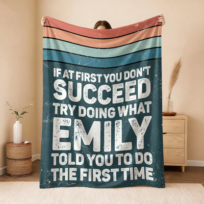 If At First You Don’t Succeed Retro Green Fleece Blanket EMILY 13K1 BK29