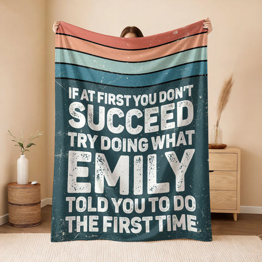 If At First You Don’t Succeed Retro Green Fleece Blanket EMILY 13K1 BK29