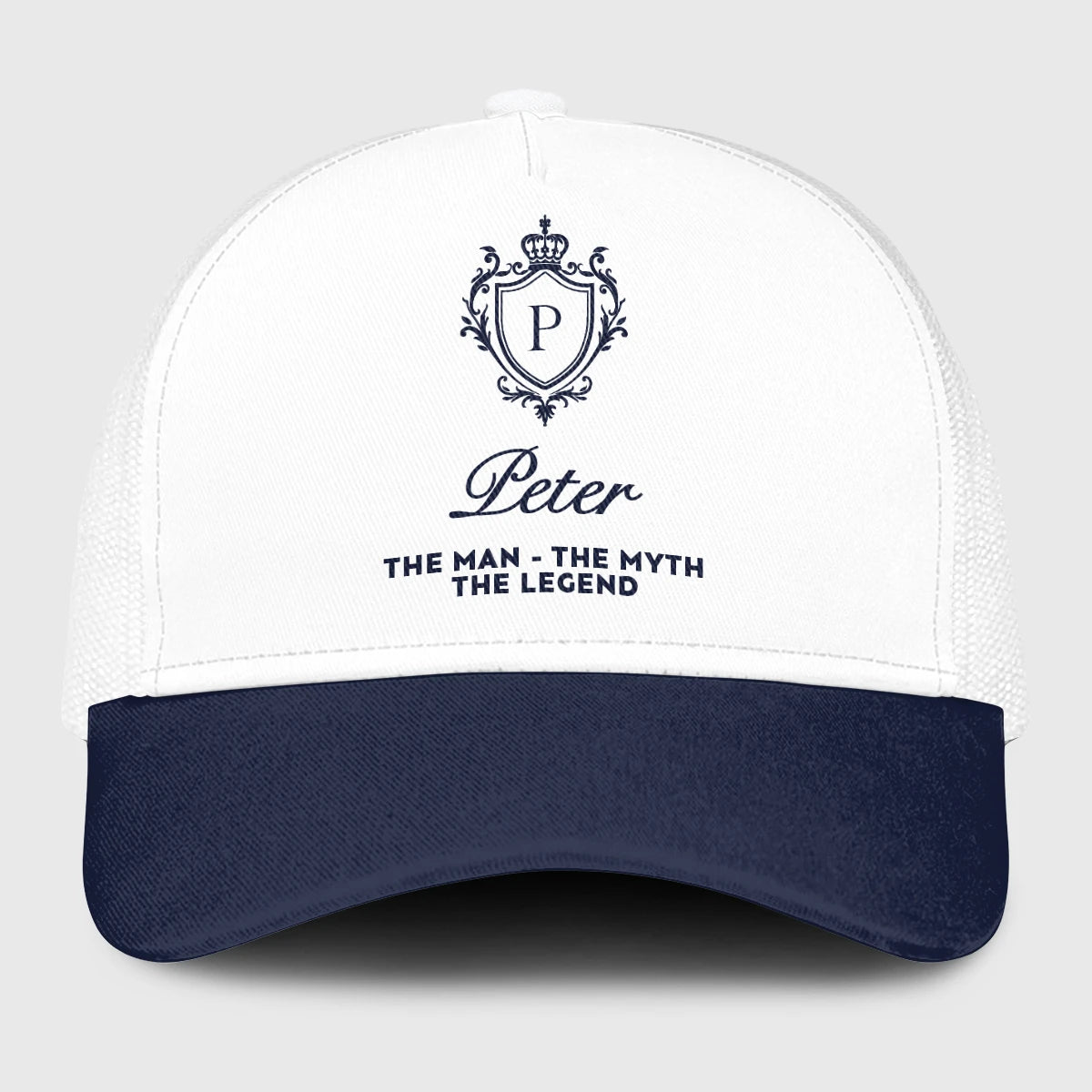 The Man The Myth The Legend Blue And White Baseball Mesh Cap PETER 13K1 C186PF