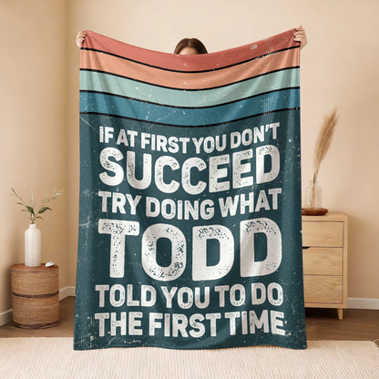 If At First You Don’t Succeed Retro Green Fleece Blanket TODD 13K1 BK29