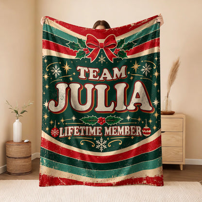 Team Your Name Lifetime Member Christmas Fleece Blanket JULIA 13K1 BK52