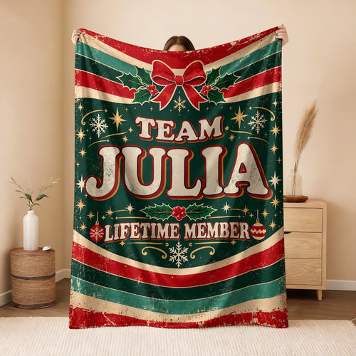 Team Your Name Lifetime Member Christmas Fleece Blanket JULIA 13K1 BK52