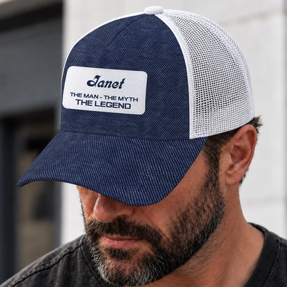 The Man The Myth The Legend Blue Denim Mesh Cap JANET 13K1 C194PF