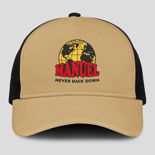 Never Back Down World Logo Khaki Mesh Cap MANUEL 13K1 C212PF