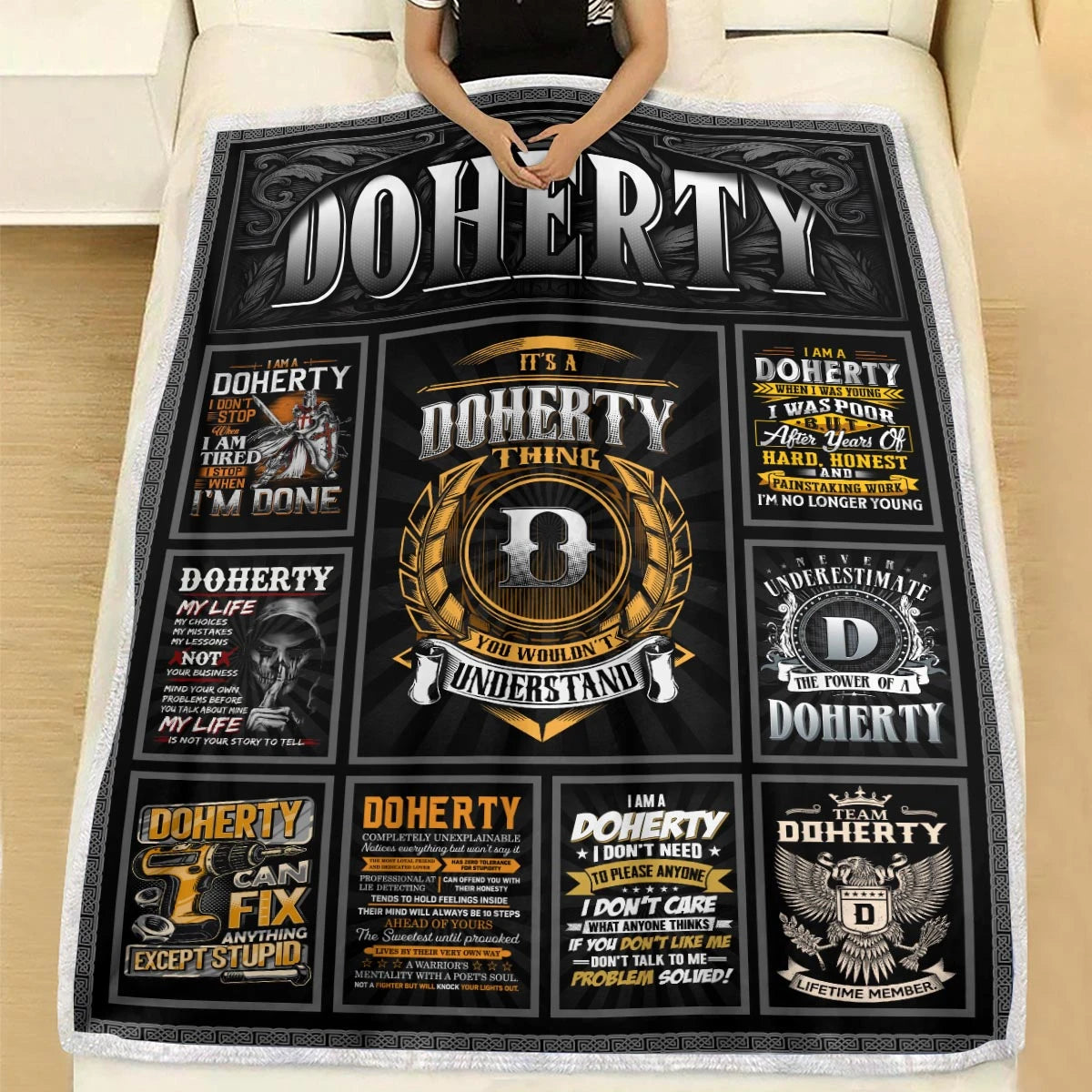 DOHERTY Personalized Blanket | Custom Name Cozy Throw Gift 13K5-BK2