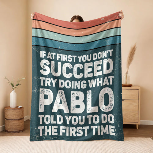 If At First You Don’t Succeed Retro Green Fleece Blanket PABLO 13K1 BK29