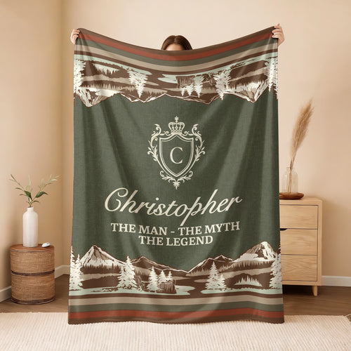 The Man The Myth The Legend Deer In Forest Brown Fleece Blanket CHRISTOPHER 13K1 BK10
