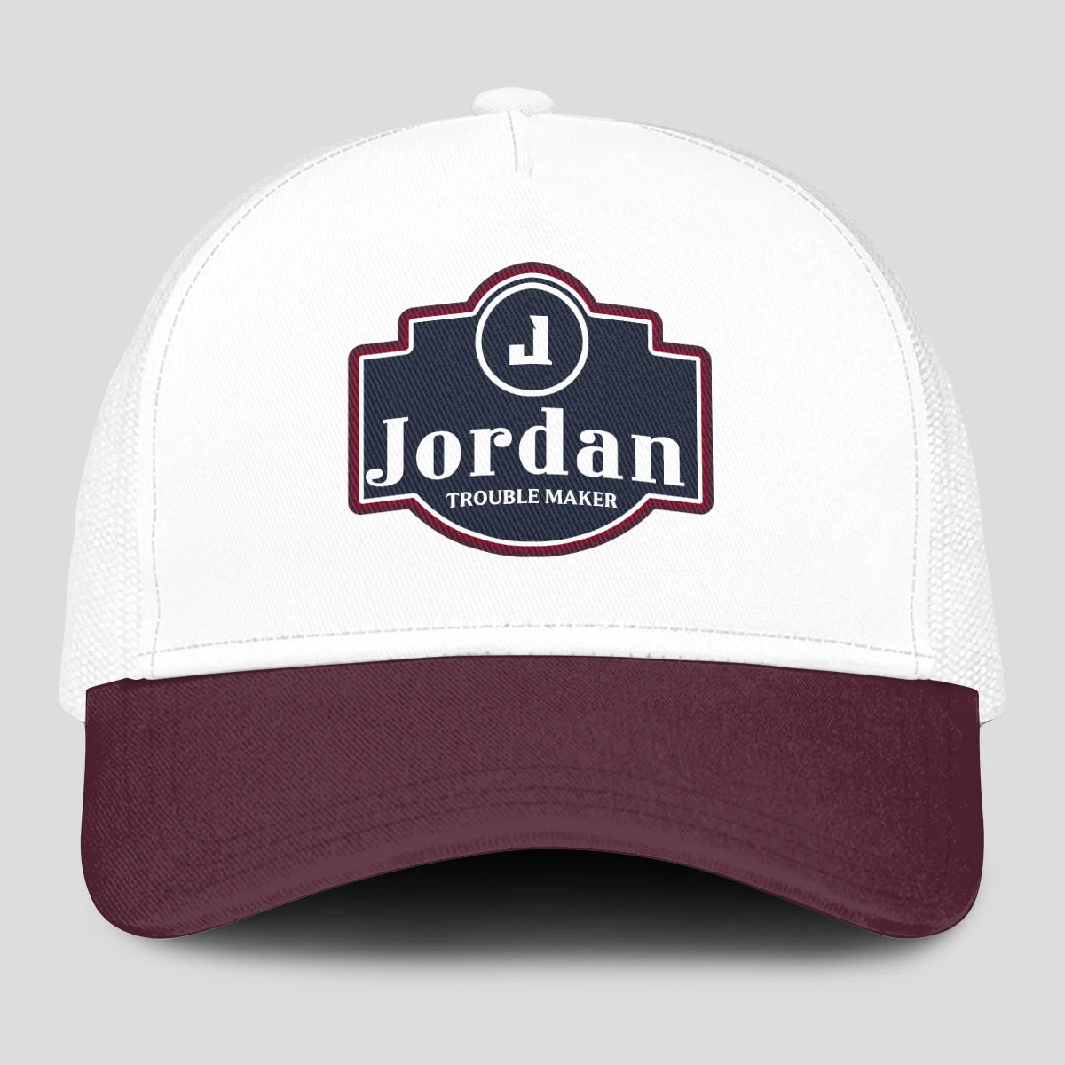 Trouble Maker Burgundy And White Funny Mesh Cap JORDAN 13K1 C201PF