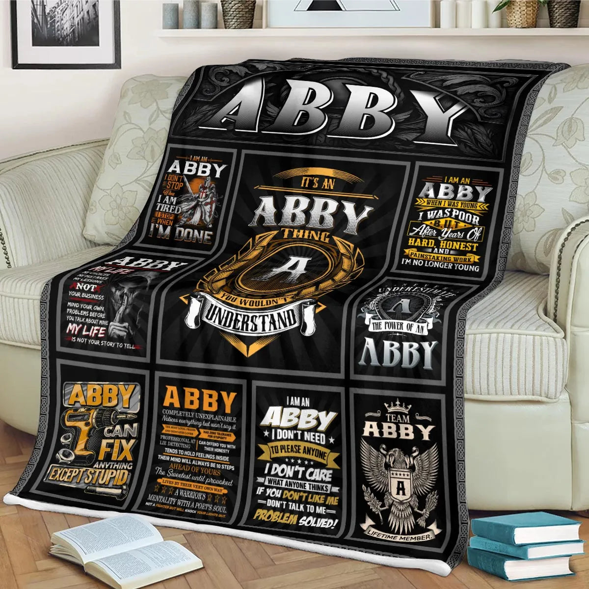 ABBY Personalized Blanket | Custom Name Cozy Throw Gift 13K2-BK2