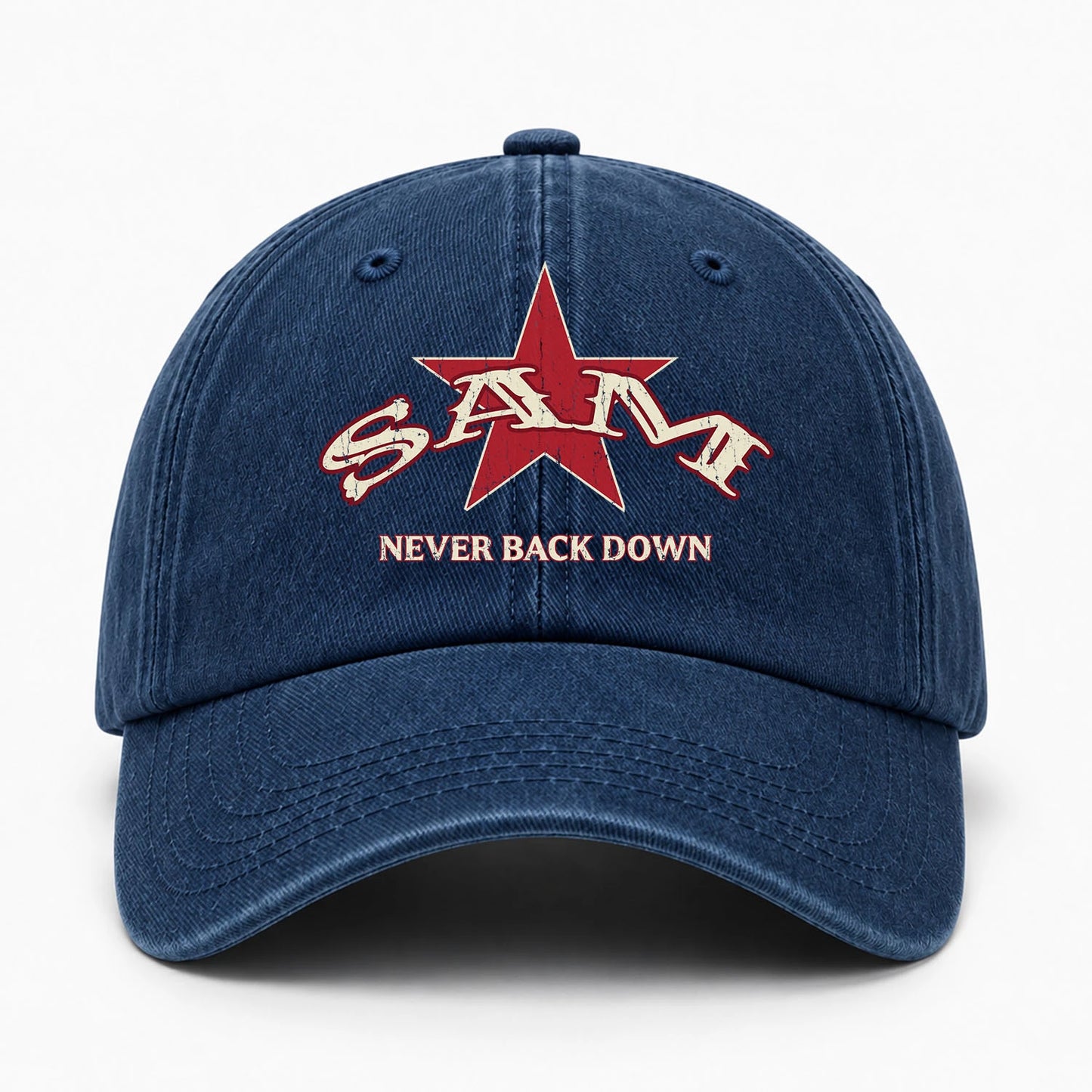 Never Back Down Western Blue Denim Cap SAM 13K1 C61PF