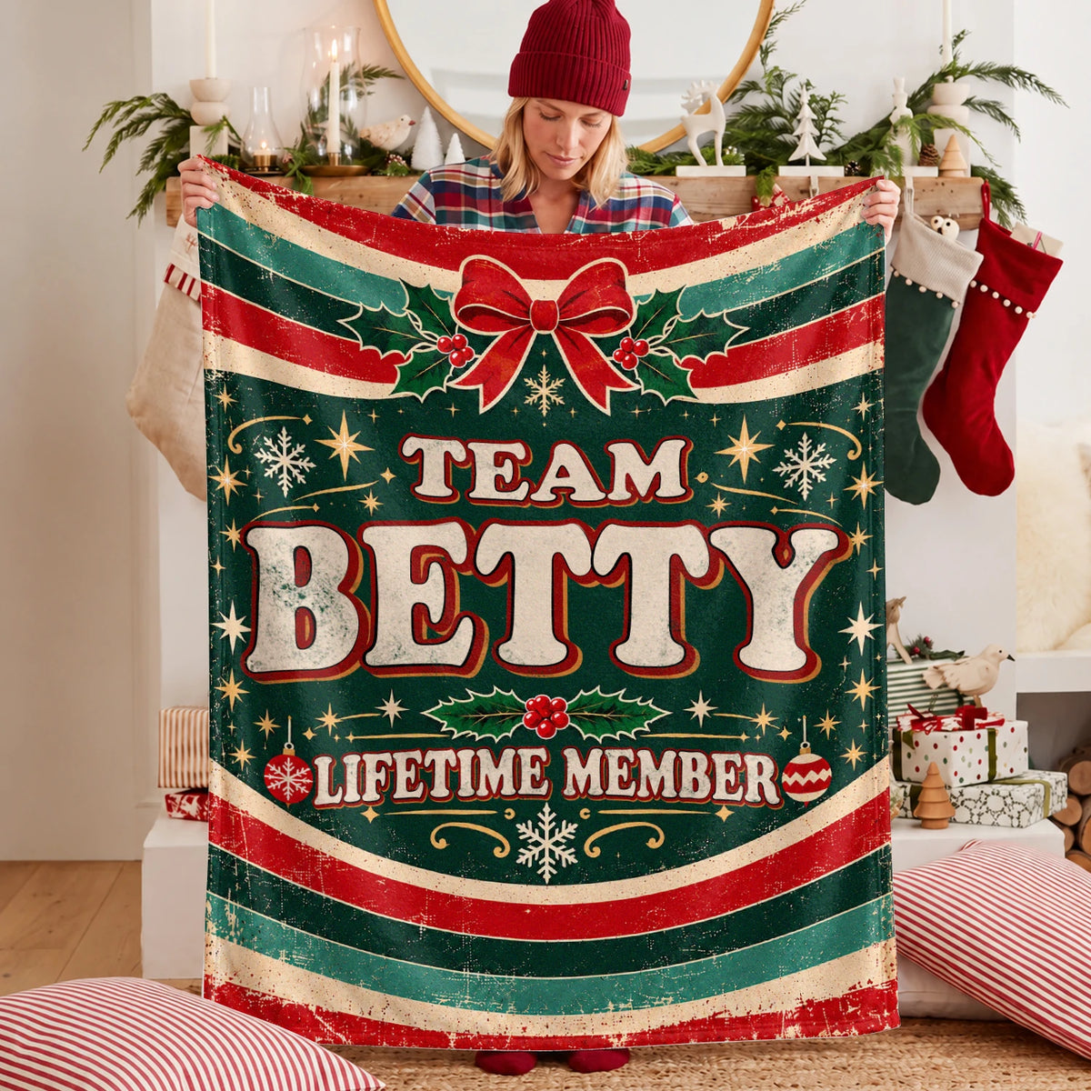 Team Your Name Lifetime Member Christmas Fleece Blanket BETTY 13K1 BK52