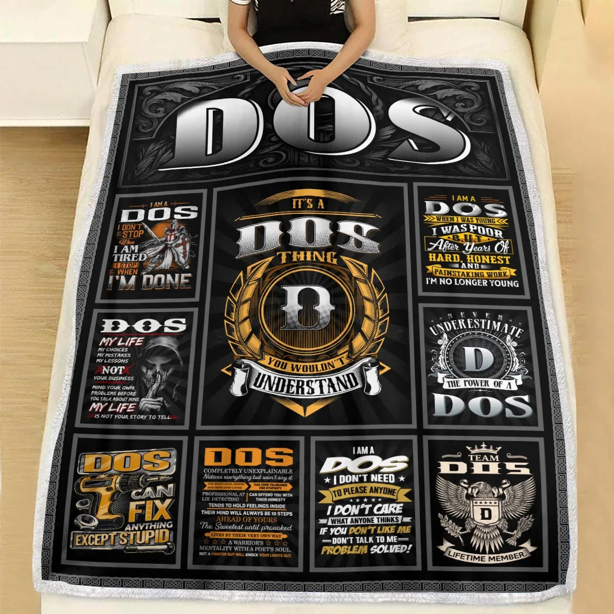 DOS Personalized Blanket | Custom Name Cozy Throw Gift 13K2-BK2