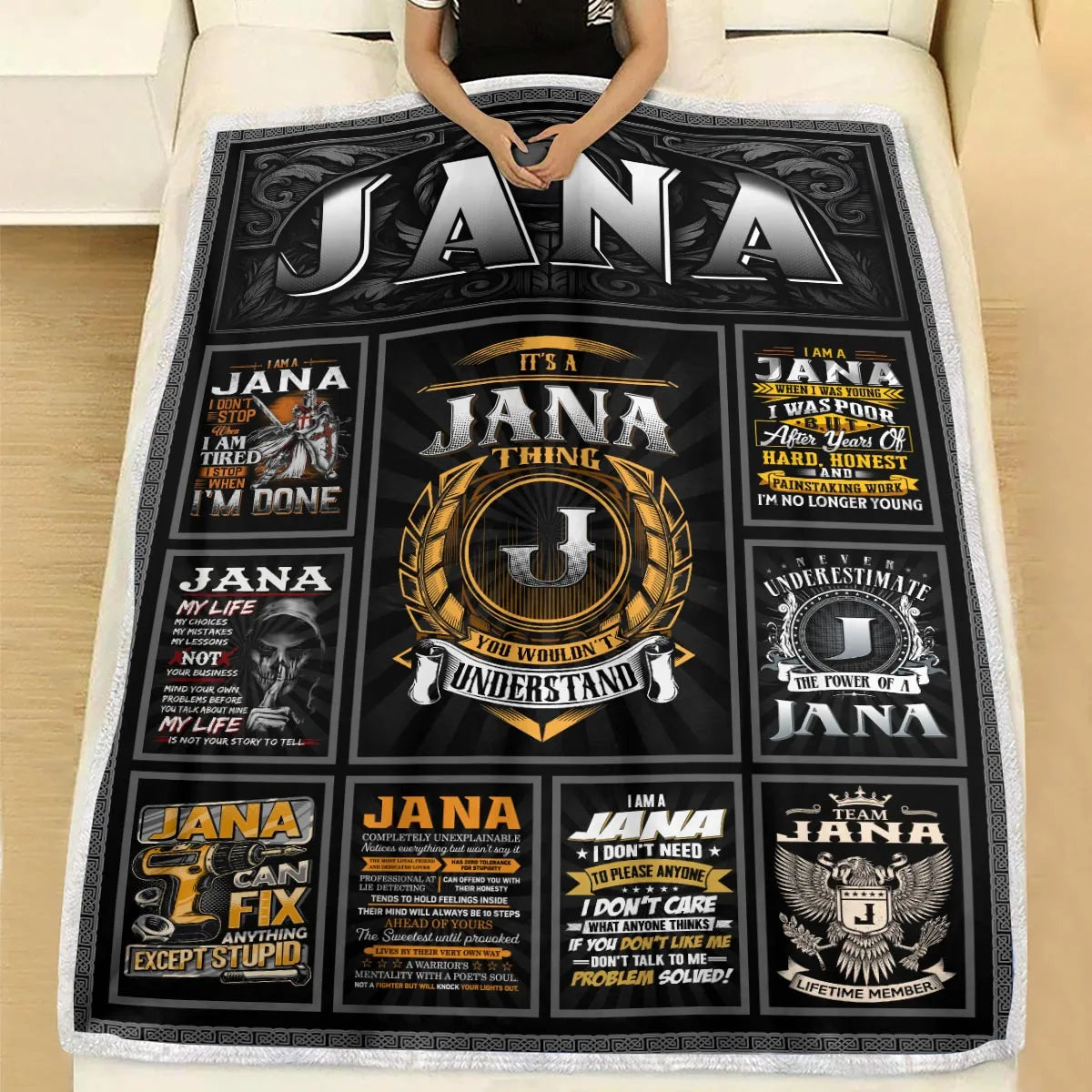 JANA Personalized Blanket | Custom Name Cozy Throw Gift 13K2-BK2