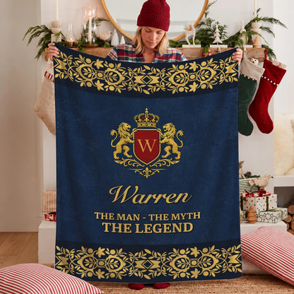 The Man The Myth The Legend Luxury Navy Fleece Blanket WARREN 13K1 BK35