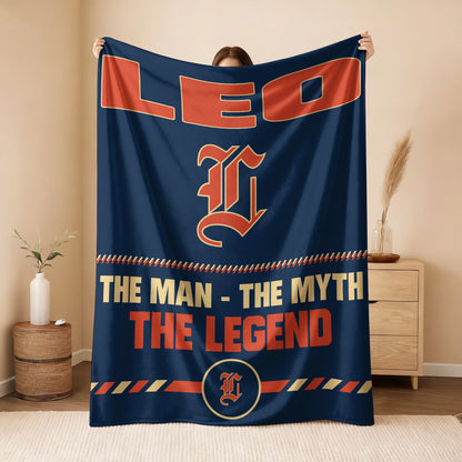 The Man The Myth The Legend Retro Fleece Blanket LEO 13K1 BK53