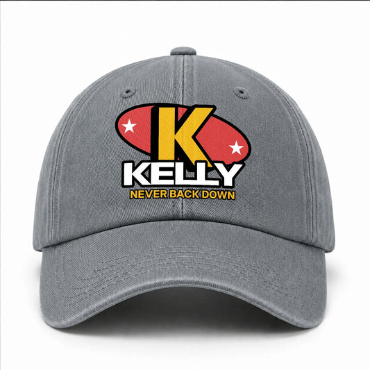 Never Back Down With Your Name And Initial Letter Washed Cap KELLY 13K1 C82PF