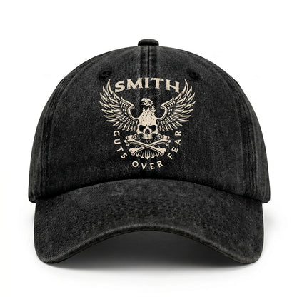 Your Name Guts Over Fear With Eagle And Skull Washed Cap SMITH 13K1 C75PF