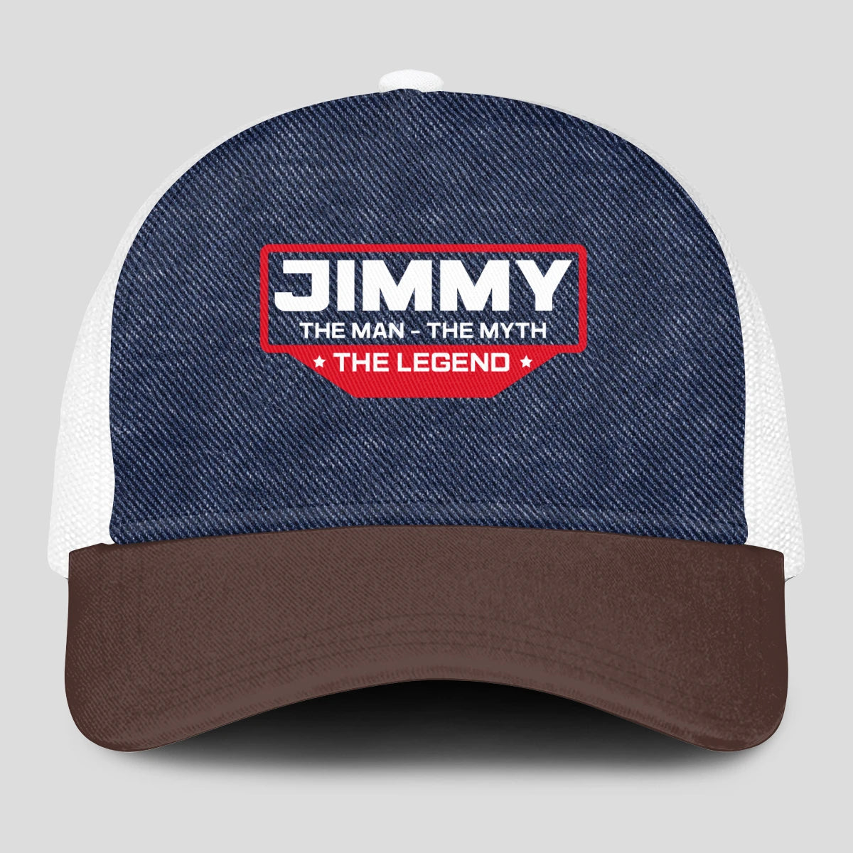 The Man The Myth The Legend Navy Brown And White Mesh Cap JIMMY 13K1 C200PF