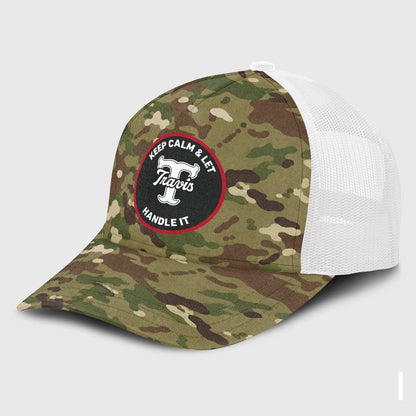Keep Calm & Let Your Name Handle It Camo Mesh Cap TRAVIS 13K1 C209PF