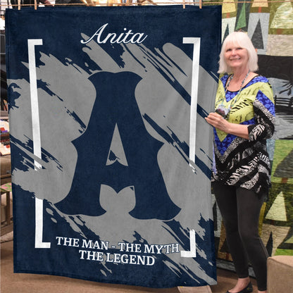 The Man The Myth The Legend Navy Baseball Fleece Blanket ANITA 13K1 BK17