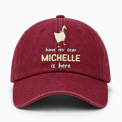 Have No Fear Your Name Is Here Funny Goose Burgundy Washed Cap MICHELLE 13K1 C127PF