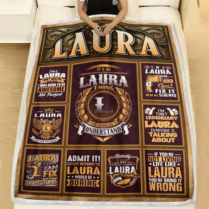 LAURA Personalized Blanket | Custom Name Cozy Throw Gift 13K1-BK4