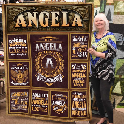 ANGELA Personalized Blanket | Custom Name Cozy Throw Gift 13K1-BK4
