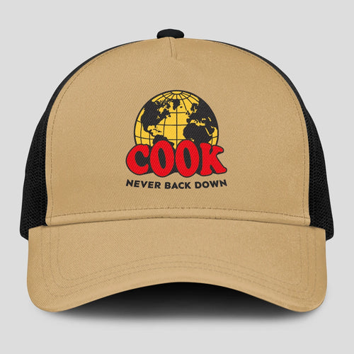 Never Back Down World Logo Khaki Mesh Cap COOK 13K1 C212PF