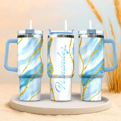 FERNANDEZ 40oz Personalized Tumbler Cup with Straw | Custom Stainless Steel Mug 13K1-TB1