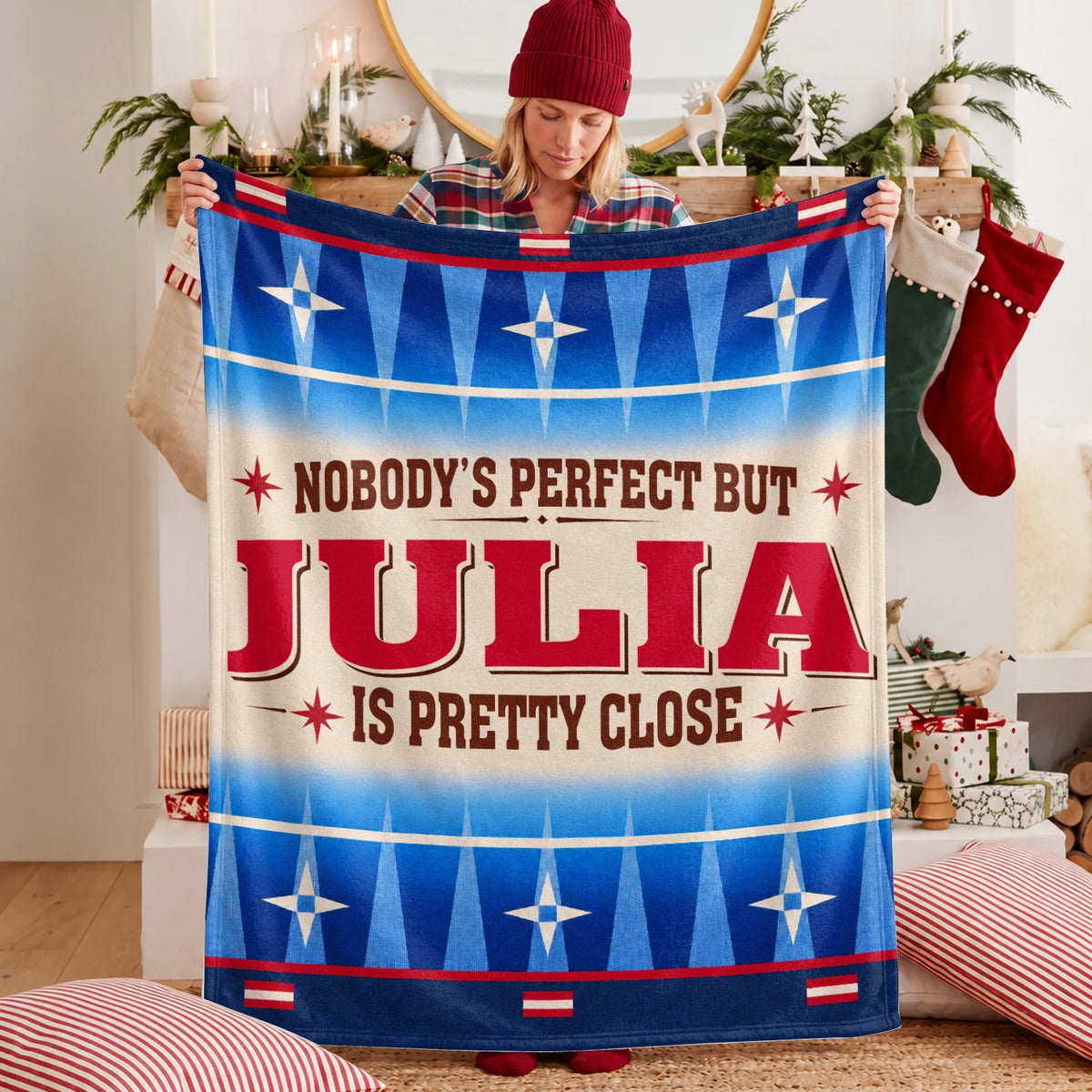 Nobody's Perfect But Your Name Is Close Native American Fleece Blanket JULIA 13K1 BK57