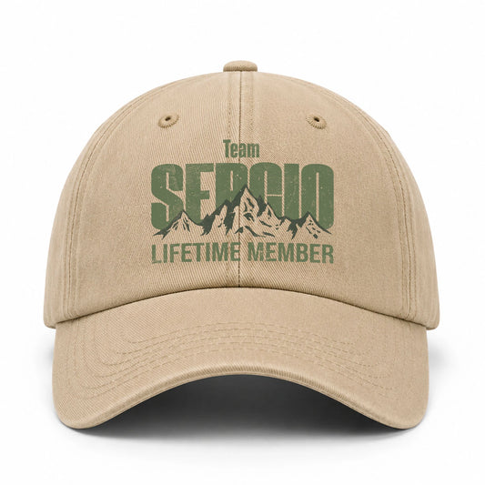 Team Your Name Lifetime Member Mountain Cap SERGIO 13K1 C58PF