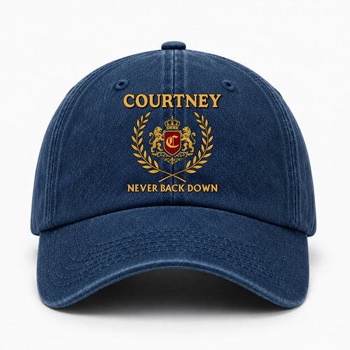 Never Back Down Royal Blue Denim Cap COURTNEY 13K1 C60PF