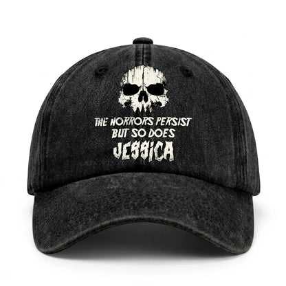 The Horrors Persist But So Does Your Name Cool Skull Washed Cap JESSICA 13K1 C134PF