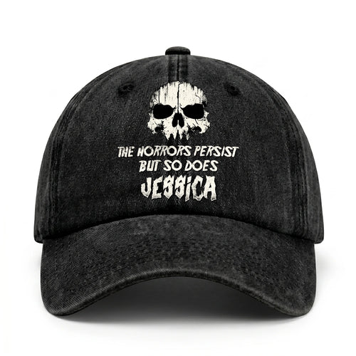 The Horrors Persist But So Does Your Name Cool Skull Washed Cap JESSICA 13K1 C134PF