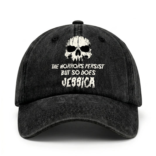The Horrors Persist But So Does Your Name Cool Skull Washed Cap JESSICA 13K1 C134PF