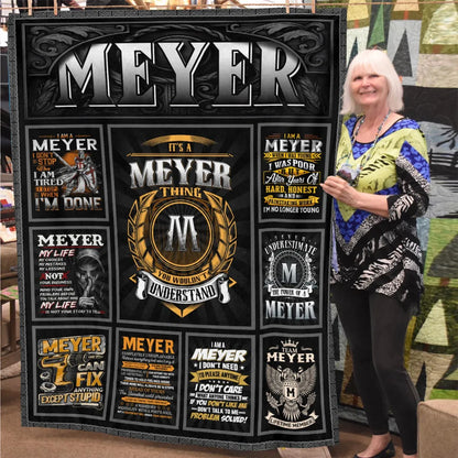 MEYER Personalized Blanket | Custom Name Cozy Throw Gift 13K2-BK2