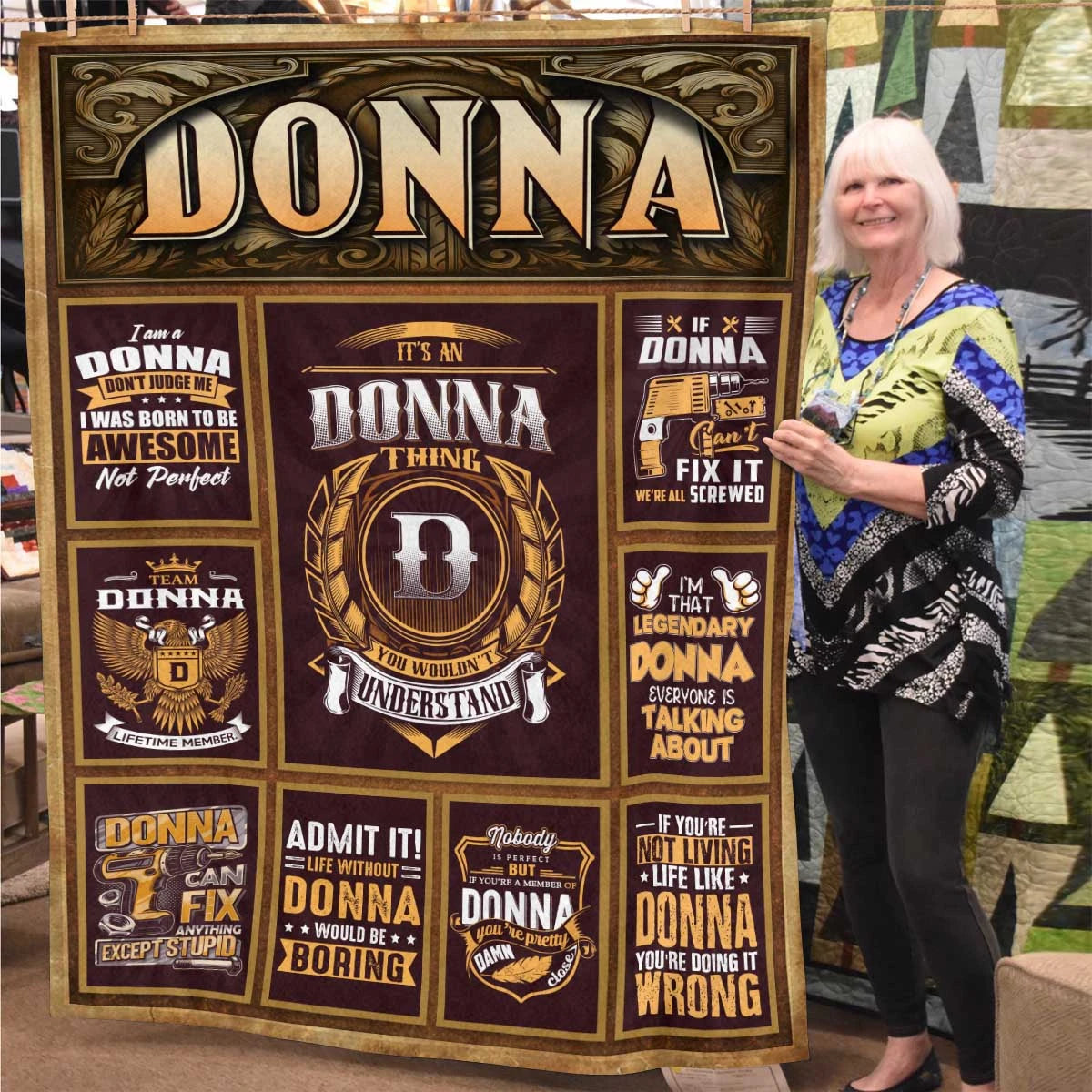 DONNA Personalized Blanket | Custom Name Cozy Throw Gift 13K1-BK4